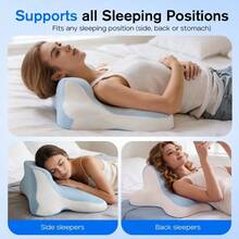 4 In 1 Blaue & Weiße Orthopädische Schmetterling Gedächtnis Schaumstoff Hals Kissen, Doppelseitiges Ergonomisches Schlafkissen Für Seiten Rücken Magen Schlafen, Unterstützung Kissen Für Ruhe & Bett Lesen - Blue and White - View 8