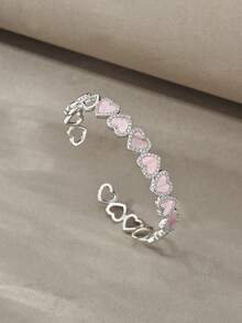 Juego de pulseras de plata, cobre texturizado versátil con incrustaciones de circonita, adecuado para uso diario, reuniones, citas, fiestas, regalos - Plateado - Ver 7