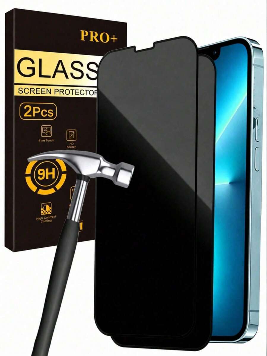 2pcs Full Screen Privacy Tempered Glass Screen Protector, Compatible With IPhone Duo/18ProMax/17/16/15 Pro Max/14 Plus, Also Compatible With IPhone 16/15/14/13/11 Pro/X/XS Max/12 Mini/XR, Privacy Glass Screen Protector, Perfect Gift For Birthday, Family And Friends, Essential Phone Accessory Screen Protection Necessity, Suitable For Daily Protection, Office, Home Daily Protection Office Home Phone Screen