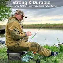 Portable Foldg With Side Pocket, Taller Foldable Campg Stool For Adults, Metal Backpackg Stool Lightweight Mi Foldg Chair, Compact Campg Seat Travel Fishg Hikg Mobile Chair - Black - View 6