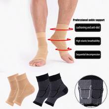 1 Pair Compression Ankle Support Sleeve, 20-30mmHg Foot Compression Sleeve, Provides Ankle/Heel Support, Promotes Blood Circulation, Fitness Accessory, Suitable For Multiple Sports, Breathable Elastic Ankle Support Sock, Used For Sports Sprain Protection, Effectively Protects Your Ankle, Lightweight And Breathable, Enhances Your Performance During Exercise - Beige - View 6