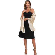 1pc Women's Multi-Color Satin Shawl Wrap, Evening Dress, Wedding Bridesmaid, Daily Protection - Champagne - View 2