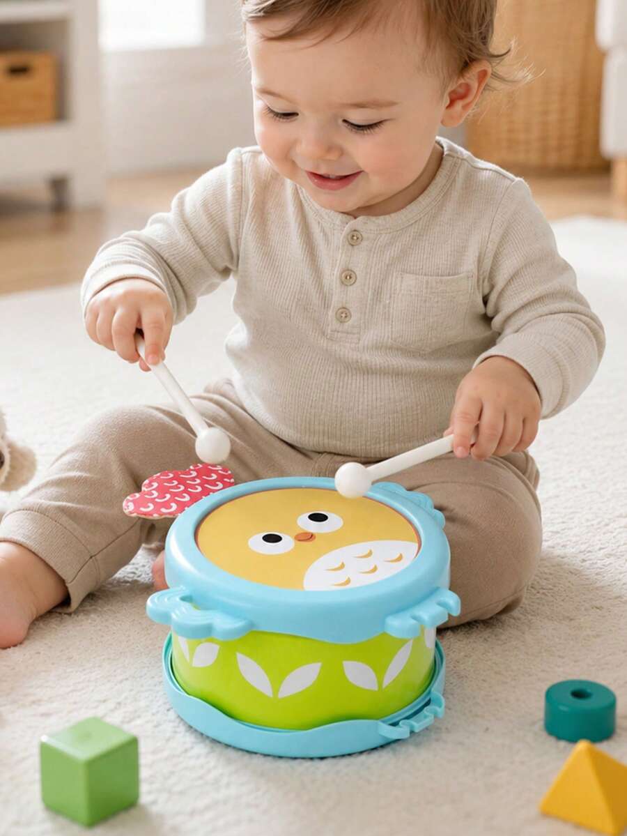 可愛貓頭鷹/小雞嬰兒手鼓玩具,兒童塑膠打擊樂器,附鼓棒的教育音樂鼓,早期學習節奏玩具,適合3歲以上兒童的理想禮物,親子互動,手鼓,音樂玩具,打擊樂器 - 彩色 - 查看 1