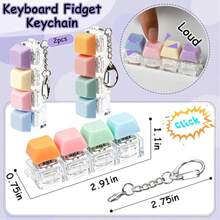 4-In-1 Mechanical Keyboard Keychain Relief Ornament, Adult Stress Relief Sound Clicker, Portable EDC Accessory, Anxiety Relief Desktop Decor For Office, Gaming & Leisure, Macaron Multi Color - Multicolor - View 3