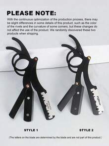 1 Black Scraper+10 Blades;Unisex Folding Travel Straight Edge Razor Set With Ultra-Thin Stainless Steel Double-Sided Blades, Suitable For Home And Salon Beauty Use - Safety Razor - View 2