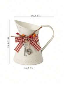 Rust-Proof Iron Flower Pot, Vintage Galvanized Red And White Farmhouse Style Planter With Spotted Finish, Square Bow And Heart-Shaped Key Pendant, Suitable For Entryway, Kitchen And Shelf Indoor Decoration, Perfect Holiday Gift For Plant And Home Decor Enthusiasts - Multiple Styles - View 7