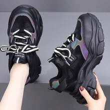 Damen Wanderschuhe, dicke Sohle modisch langanhaltend lässige Stiefel, geeignet für den täglichen Gebrauch, Outdoor Wandern, Bergsteigen, Ganzjahres-Arbeitsstiefel für Frauen - Schwarz - Übersicht 5