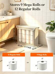 1 buah Rak Penyimpanan Kertas Toilet Kapasitas Besar, Tempat Tisu Multifungsi, Aksesori Kamar Mandi, Keranjang Penyimpanan Tisu Kain Lipat, Penyimpanan Rapi, Cocok Untuk Rumah, Kamar Mandi, Wadah Penyimpanan dan Pengorganisasian yang Ideal - MultiWarna - View 11