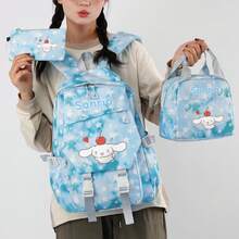 Miniso Blue Tie Dye White Star Cherry Heart Cinnamoroll 3Pcs Backpack Set For Campus Short Trip Outdoor Walking Vacation Shopping Daily School Use - Blue - View 6