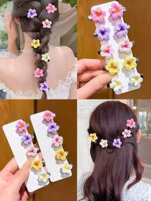 20/10入 多色樹脂花朵髮夾 耐用且不傷髮質 甜美清新髮飾 適合女孩與青少年 日常配戴、約會、度假與上學使用 - 彩色 - 查看 2
