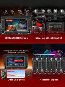 適用於 VW Golf MK5 MK6 Jetta Beetle Passat Sharan Tiguan Touran Seat Polo 的汽車收音機,支援無線 CarPlay 與 Android Auto,7 吋 VW 觸控螢幕主機 / 攝影機(可選),附 FM AM 收音機 - MP5 - 查看 7