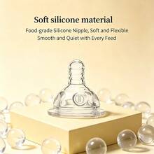 1 pieza/2 piezas Biberón de vidrio para bebé resistente al calor hasta 400℃ esterilizable con tetina de silicona anti-cólico y pajita con bola de gravedad 180ml/280ml apto para bebés de 6 meses en adelante - Multicolor - Ver 3
