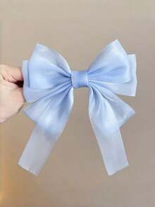 3Pcs Shimmer Organza Big Bow Ribbon Hair Claws, Sweet Back Head Hair Clips For Women - Multicolor - View 4