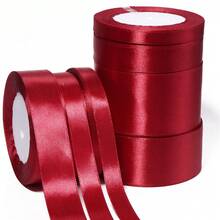 25 Yards/Roll Deep Red Gift Wrapping Satin Ribbon, New Year Christmas Decorative Ribbon DIY Bow Material, Bouquet Gift Box Bow Decoration Webbing, Gift Wrapping Ribbon - Dark Red Ribbon - View 5