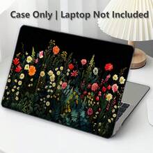 1pc Protective Case, Black Plant UV Printed Pattern, Laptop Protective Cover, Minimalist Lightweight Durable Protective Case Suitable For MacBook Air Pro 13.3 13.6 14.2 15.3 16.2 Inch, Suitable For 13 Inch Neo Laptop Protective Case A3404 Model - View 1