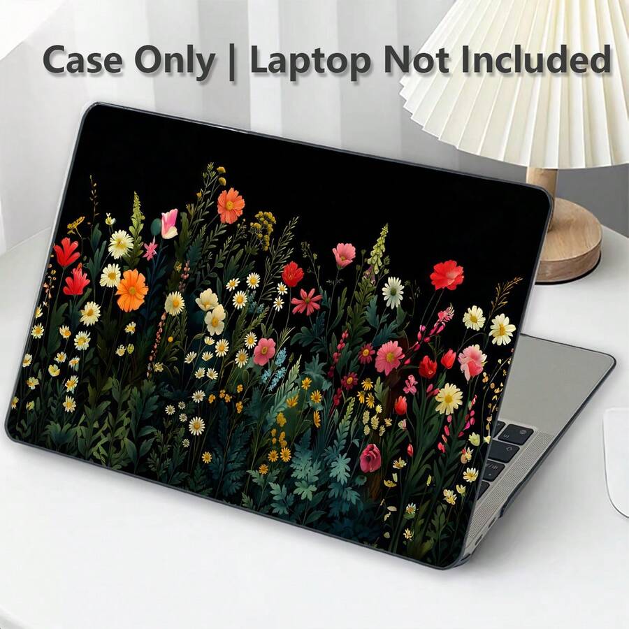 1pc Protective Case, Black Plant UV Printed Pattern, Laptop Protective Cover, Minimalist Lightweight Durable Protective Case Suitable For MacBook Air Pro 13.3 13.6 14.2 15.3 16.2 Inch, Suitable For 13 Inch Neo Laptop Protective Case A3404 Model - View 1