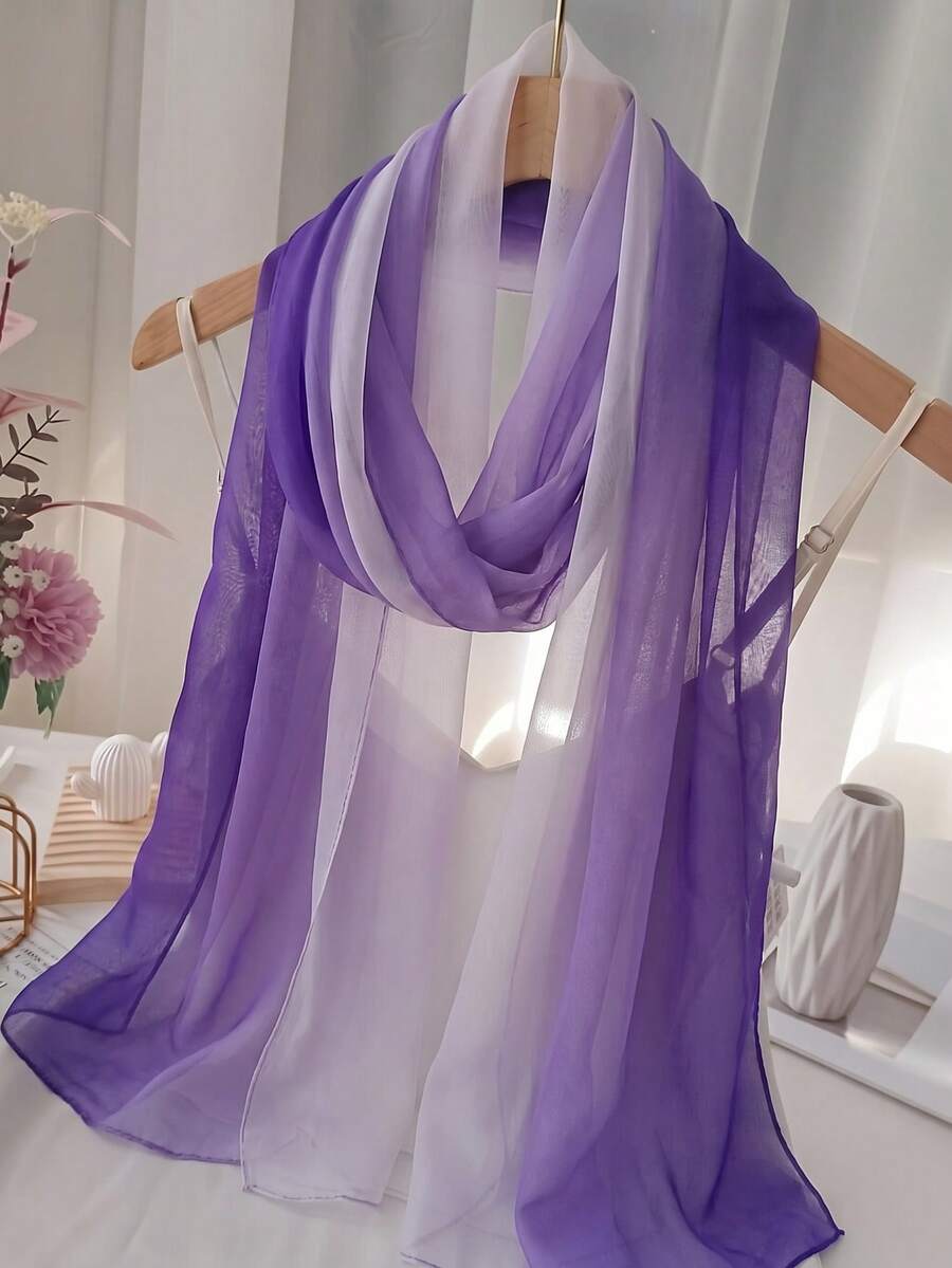 1 buah Syal Pelindung Matahari Ringan dan Bernapas dari Chiffon Gradien Elegan Baru, Syal Kepala Berkualitas Tinggi, Cocok untuk Sehari-hari, Pesta, Jalan-jalan, Perjalanan, Fotografi, Aksesori Fashion, Padu Padan Gaun Musim Semi/Panas