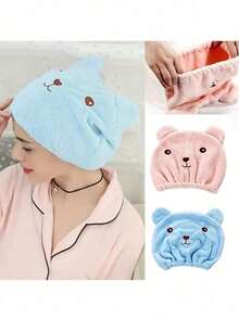 1pc Random Color Thickened Quick-Dry Hair Drying Cap, Super Absorbent - A - View 2