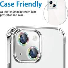 3pcs Glitter Colorful Camera Lens Protector Film, Compatible With IPhone 17 6.3 Inch, [AR+AF] High Definition Transparent Tempered Glass Lens Cover, 9H Scratch Resistant Separate Metal Shiny Ring, Compatible With Phone Case, Easy Installation, Shiny Colorful - Multicolor - View 3