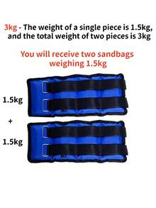 2pcs/1 Pair Strength Training Wrist & Ankle Sandbags, 1-6KG Optional Weight [Product Weight Refers To Total Weight Of Two Sandbags! For Example: 1kg = Two 0.5kg Sandbags, 2kg = Two 1kg Sandbags] - Blue - View 15