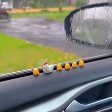 6/12pcs Cute Chick Figurines, Round And Exquisite Design, Suitable For Dashboard And Rearview Mirror, Decorate Car Interior With Healing Mood - Mother Hen and Chicks Car Ornament - View 9