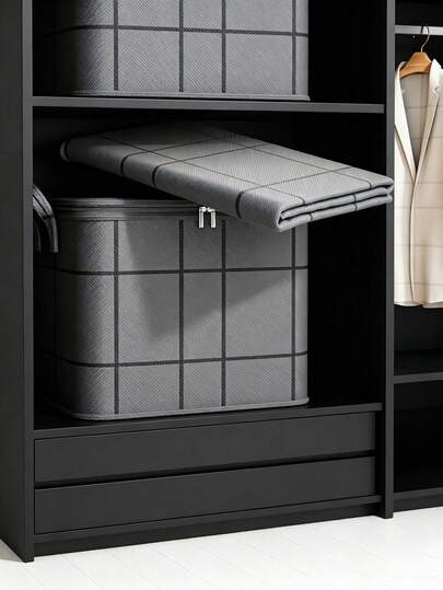 Bolsa de almacenamiento portátil de gran capacidad en color negro, bolsa organizadora de armario plegable adecuada para camping, picnic, almacenamiento de ropa de temporada, mesita de noche, dormitorio, armario, sala de estar, bolsa de almacenamiento portátil, bolsa de equipaje de viaje duradera adecuada para útiles escolares, accesorios, artículos diversos, organización del hogar en dormitorio universitario