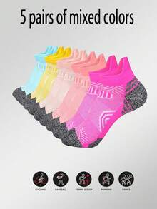 20pcs Women's Sports Socks Running Fitness Compression Short Socks Comfortable Cuff Sports Ankle Socks [Note: Quantity Calculated By Piece] - Multicolor - View 15