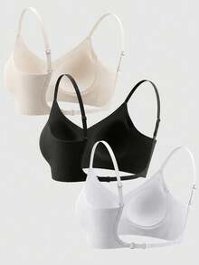3pcs/Set Seamless Cross-Back Sports Bra For Teen Girls, Backless Design, Comfortable & Minimalist, Suitable For 13-16 Years Old - Multicolor - View 5