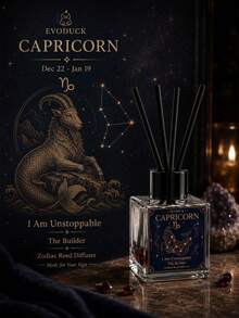 EVODUCK 1pc Long Lasting Flameless Capricorn Zodiac Crystal Reed Diffuser 50ml, Smoky Oud Fragrance Oil With Deep Red Crystal & 4 Fiber Reed Sticks, Smokeless Scented Diffuser For Office Study Desk, Earth Sign Birthday & New Year Gift, Home Fragrance Decor - Mixed Fragrance - View 7