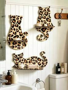 1PC Cat-Shaped Wall Shelf Animal-Shaped Floating Shelf Bohemian Style Wall Storage Rack Room Decor Shelf  Bedroom Decor Key Hanger Rack Aromatherapy Display Shelf Balcony Plant Shelf Suitable For Bedroom Living Room Balcony Kitchen - Multicolor - View 1