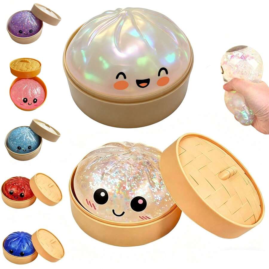 Need Oh 水晶包子造型紓壓玩具,柔軟可捏壓,用於宣洩情緒的指尖玩具,節日禮物與趣味禮物袋填充物 - 彩色 - 查看 1