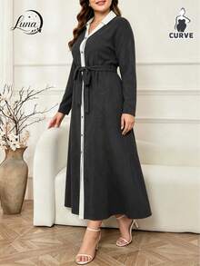 Plus Size Dresses - Black - View 2