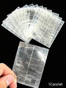 288片（12張）透氣雙面背膠貼紙，適用於美甲工具、DIY美甲貼紙 - 無色 - 查看 8