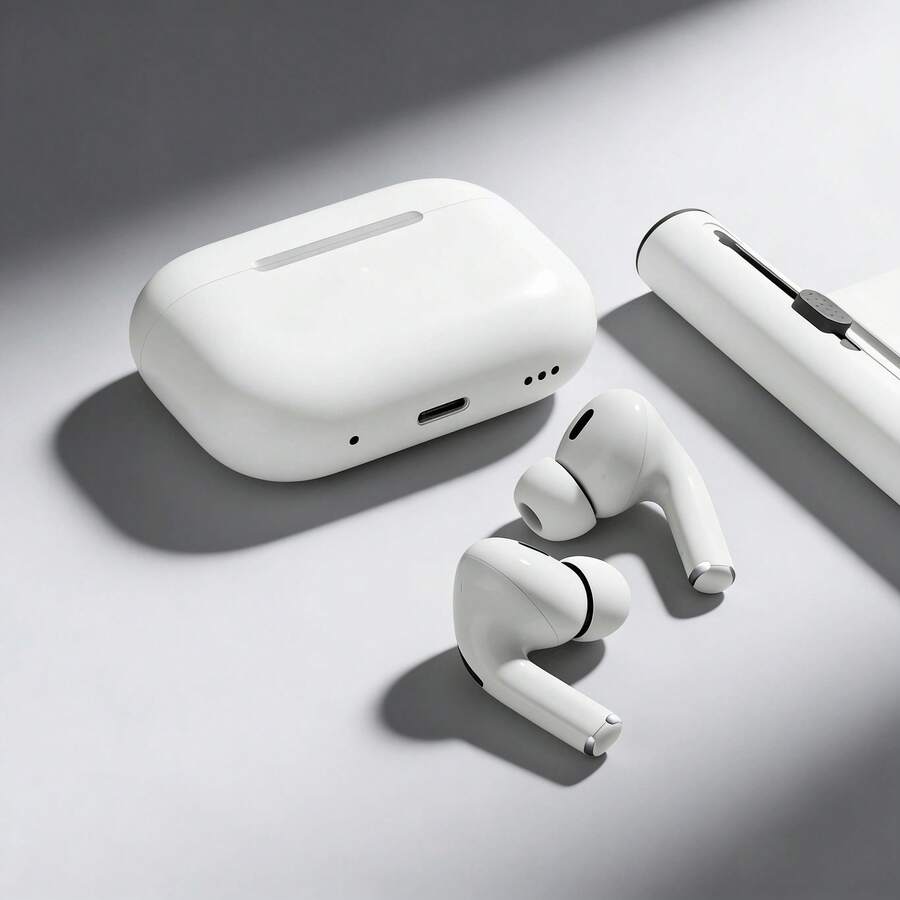TWS 無線藍牙耳機,具備降噪功能與 HiFi 立體聲,無線充電盒,防水入耳式設計,長效續航,適合旅行、運動、健身房及日常聆聽 - 白色 - 查看 1