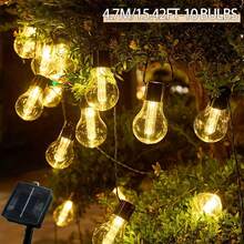 1入 30/20/10LED 太陽能串燈,暖白色 LED 戶外仙女燈,8 種閃爍模式,IP65 防水,適用於露台、花園、後院、門廊裝飾照明、派對與氛圍燈光 - 燈泡燈串 - 查看 14