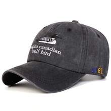 1pc Women's STUPID CANADIAN WOLF BIRD Letter Embroidered Washed Baseball Cap, Street Fashion Hat, Outdoor Sun Protection Casual Cap, Spring/Autumn Travel Beach Vacation - Multicolor - View 9