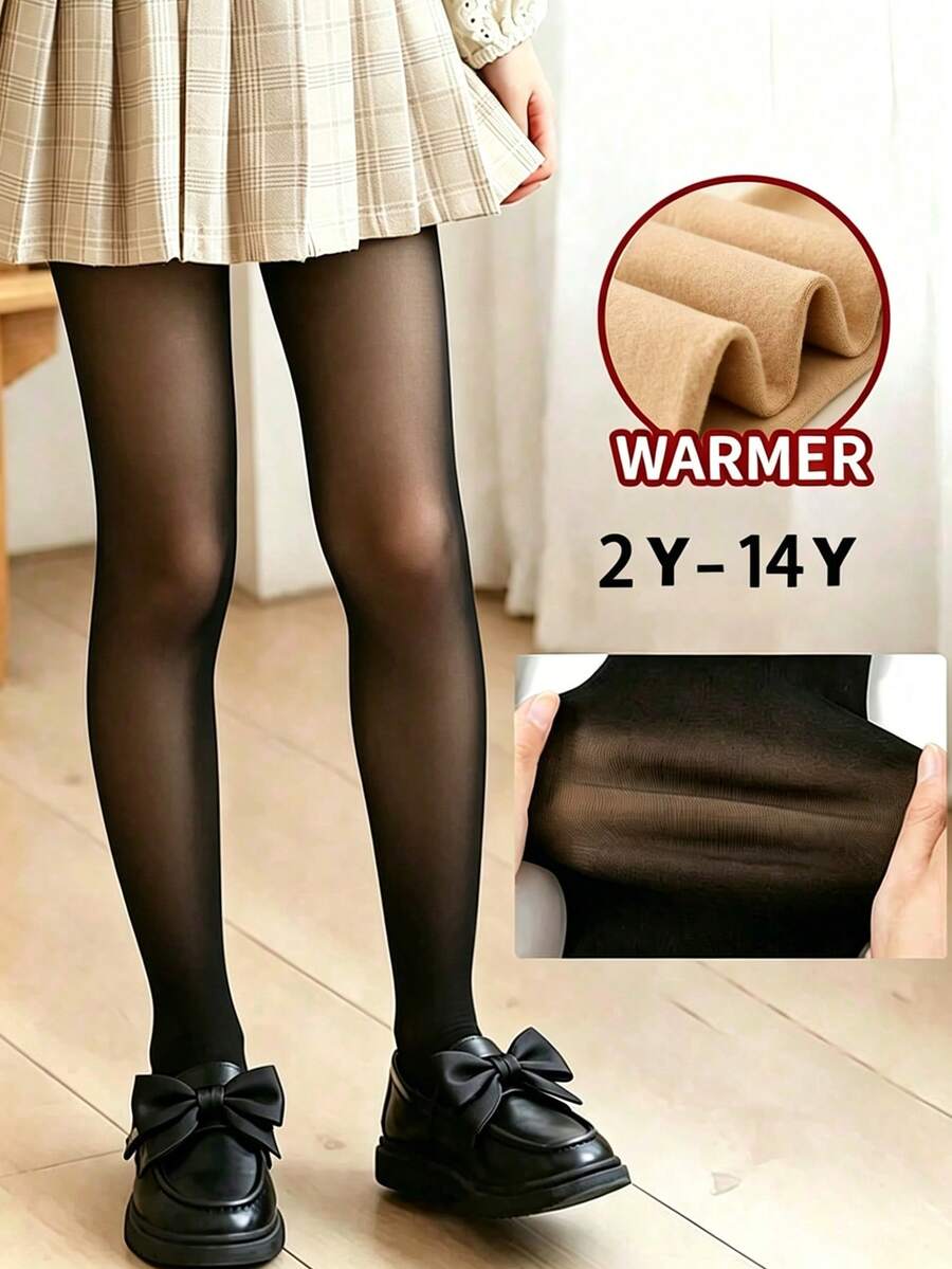 【秋冬款】1件女款黑色透膚連褲襪,休閒透氣舒適,保暖加厚內裡防寒,簡約時尚百搭,柔軟親膚防勾紗,全腳襪,適合秋冬日常穿著/派對聚會/節日禮物/戶外滑雪/休閒活動/校園穿搭 - 黑色 - 查看 1