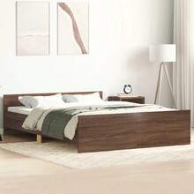 vidaXL Bed Frame, Bed Base With Slatted Base, Bed, Guest Bed With Headboard And Footboard, Single Bed, Bedroom Bed, Bedroom Furniture, Dark Oak 75x190cm, Engineered Wood - 橡木深色 - 查看 1