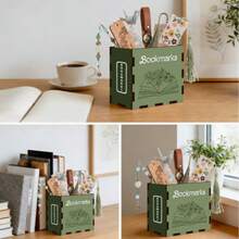 1pc Wooden Desktop Bookmark Holder & Organizer - Painted Book Theme Storage Rack, Compatible With Home Office Decor, Rust-Proof Bookmark Storage, Suitable For Desktop Bookshelf, Holiday Gift For Book Lovers, Wooden Decorative Panel - View 4