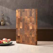 [Acacia Wood Cutting Board] 1pc Acacia Wood Cutting Board - Cutting Board, Suitable For Cutting Meat, Vegetables And Fruits - Rust Brown - View 2
