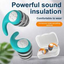 1 Pair Reusable Silicone Noise-Canceling Earplugs - Soft Sleep Earplugs, Suitable For Sleep, Study, Work, Travel, Gym, Office And Noise Reduction Accessories - Multiple Styles - View 9
