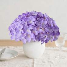 10pcs Artificial Hydrangea Flowers Large Pack, Realistic Silk Fake Flowers With Stems, Suitable For Wedding Home Decor Centerpieces, Living Room Garden Party Baby Shower Decoration, Valentine's Day Decoration, DIY Materials, Party Decoration - Purple - View 4