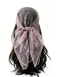 1pc New Rhinestone Headscarf Women's Elegant Headwrap Lightweight Breathable Premium Square Scarf Sun Protection Travel Accessory - Multicolor - View 6