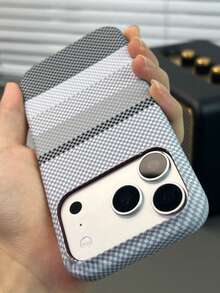 1件裝奢華碳纖維條紋手機殼,觸感柔軟,適用於 iPhone 17 Pro Max Air 16 15 14 13 12 11 Pro Max Plus,硬 PC 背蓋 - 白色 - 查看 2