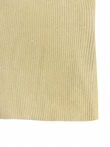 Camiseta de punto acanalado brillante, diseño sin mangas con cuello redondo y delicado volante, estilo ajustado y favorecedor, prenda versátil para usar en capas adecuada para primavera/verano - Amarillo - Ver 9