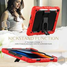 适用于 iPad (A16) 第 11 代/Air11/Air13 M3 (2025) 第 9/8/7 代 (2021/2020/2019) 的重型防震保护壳，坚固耐用的硬壳保护套，内置支架，适用于 10.2 英寸 iPad 2021/2020/2019。 - 紅色 - 查看 9