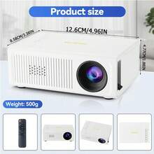 便攜式迷你 Full HD 有線投影機,僅支援有線連接,無 WiFi 無藍牙,內建喇叭與遙控器,可搭配手機與平板使用,多國插頭 EU/UK/US/AU,適合家庭劇院、辦公室、宿舍、旅行的小型電影投影機 - 白色 - 查看 6
