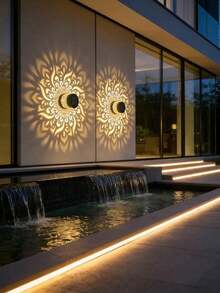 1/2/4pcs Solar Fence Lights, 7-Color Changing Mandala Pattern Projection Solar Outdoor Lights, Auto On/Off Solar Wall Lights, Colorful LED Decorative Solar Lights, Suitable For Yard, Garden, Patio, Fence, Deck, Backyard, Walkway And Outdoor Wall Decoration - Multicolor - View 10
