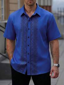 Men Plus Size Shirts - Black - View 1
