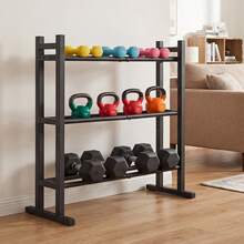 COSTWAY 3-Tier Dumbbell Rack, 529LB Capacity Heavy-Duty Adjustable Weight Rack Stand - Black - View 1
